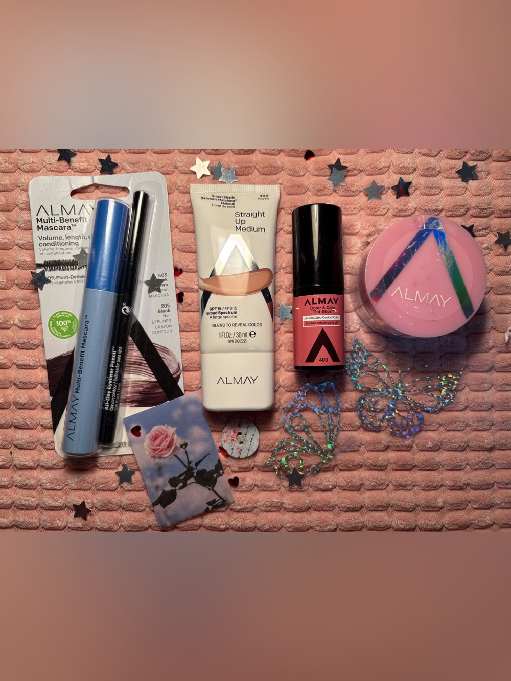 Almay Makeup Bundle • Foundation • Mascara • Tint Stick • Unicorn Highlighter+
